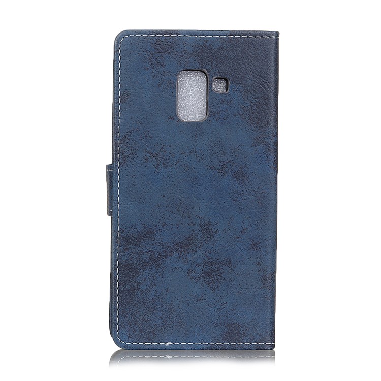 Funda Móvil De La Cartera De Cuero Del Estilo Retro Para La Galaxia A8 De Samsung (2018) - Azul-3