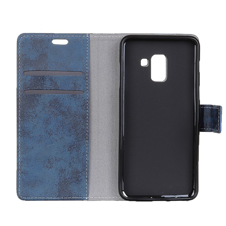 Funda Móvil De La Cartera De Cuero Del Estilo Retro Para La Galaxia A8 De Samsung (2018) - Azul-6