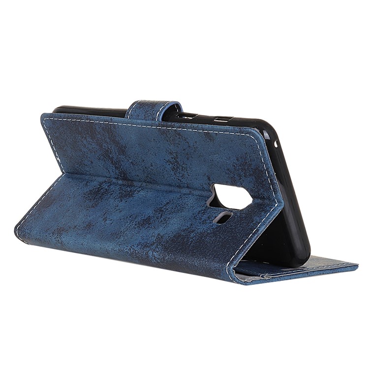 Funda Móvil De La Cartera De Cuero Del Estilo Retro Para La Galaxia A8 De Samsung (2018) - Azul-7