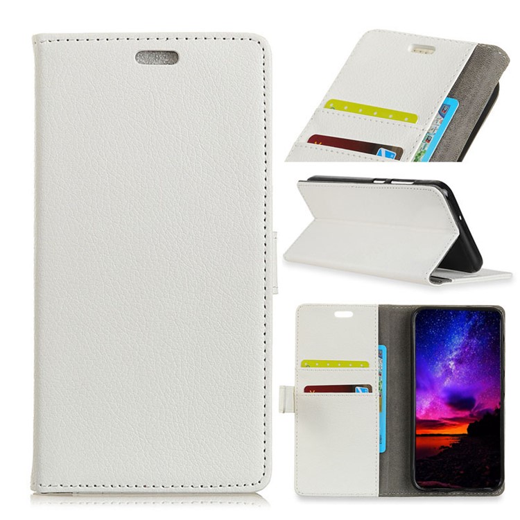 

Litchi Skin Leather Wallet Cover for Samsung Galaxy A8 (2018) - White