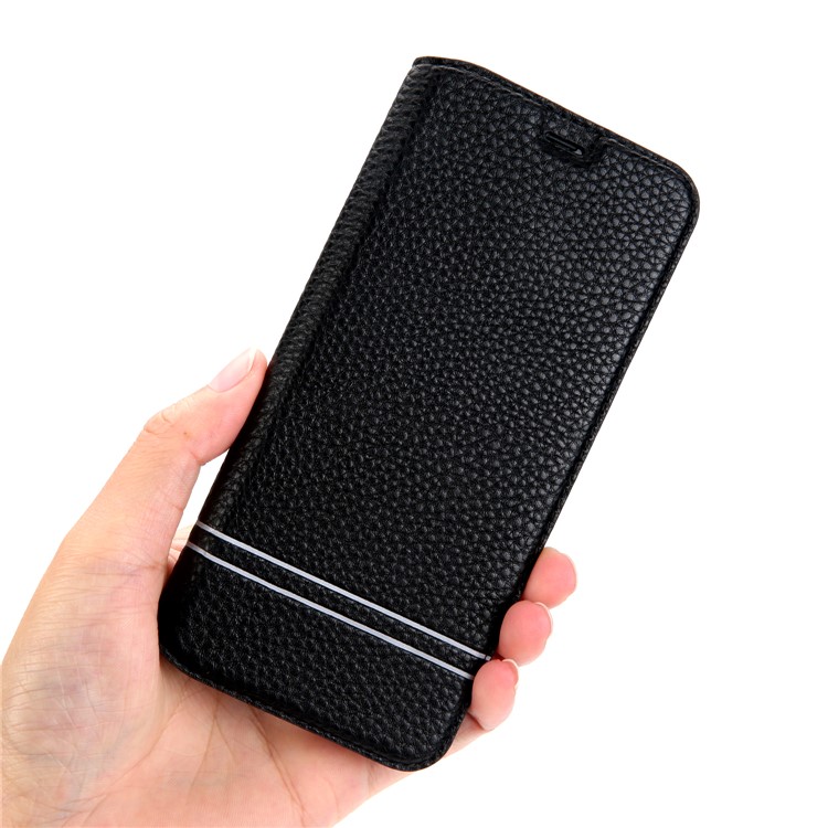 Litchi Texture PU Leather Card Holder Stand Case for Samsung Galaxy S8 Plus SM-G955 - Black-6