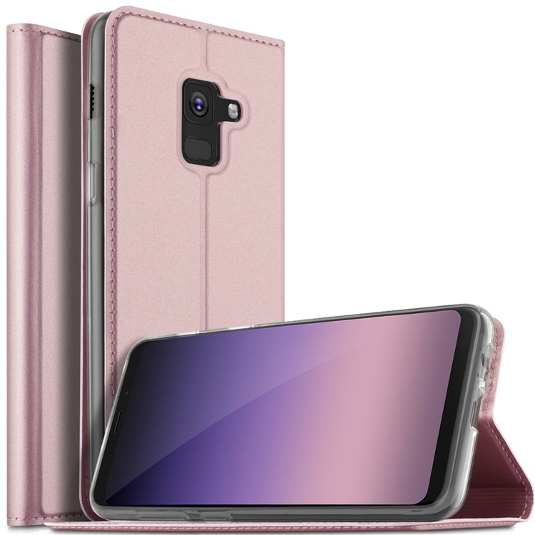 

Флип Кожа Держатель Карты Стойку Смартфон Чехол Для Samsung Галактики A8 (2018) - Розовое Золото, Galaxy A8 (2018)