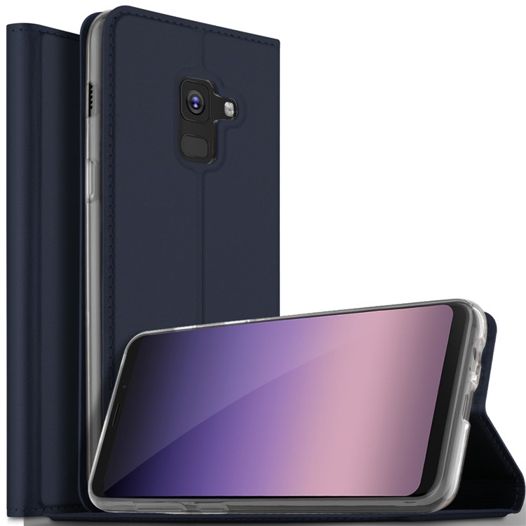 

Magnetic PU Leather Card Holder Stand Smart Mobile Case for Samsung Galaxy A8 (2018) - Dark Blue