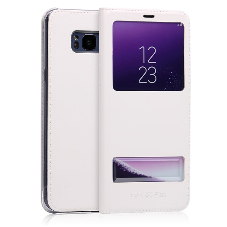 

Dual View Window PU Leather Cellphone Cover for Samsung Galaxy S8 Plus SM-G955 - White