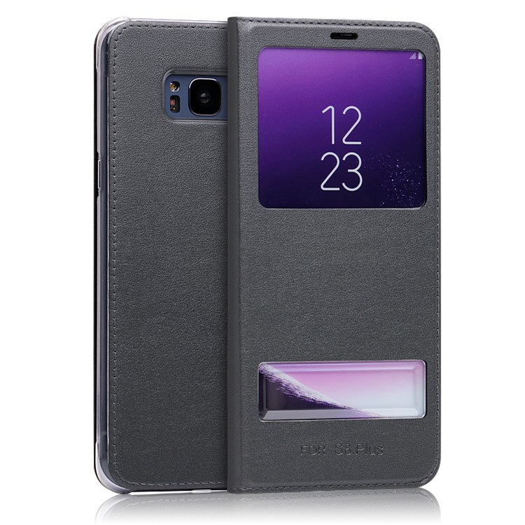

Dual View Window PU Leather Cellphone Shell for Samsung Galaxy S8+ SM-G955 - Grey