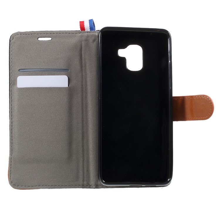 Jeans Cloth Card Holder Stand Leather Case for Samsung Galaxy A5 (2018) - Rose-6