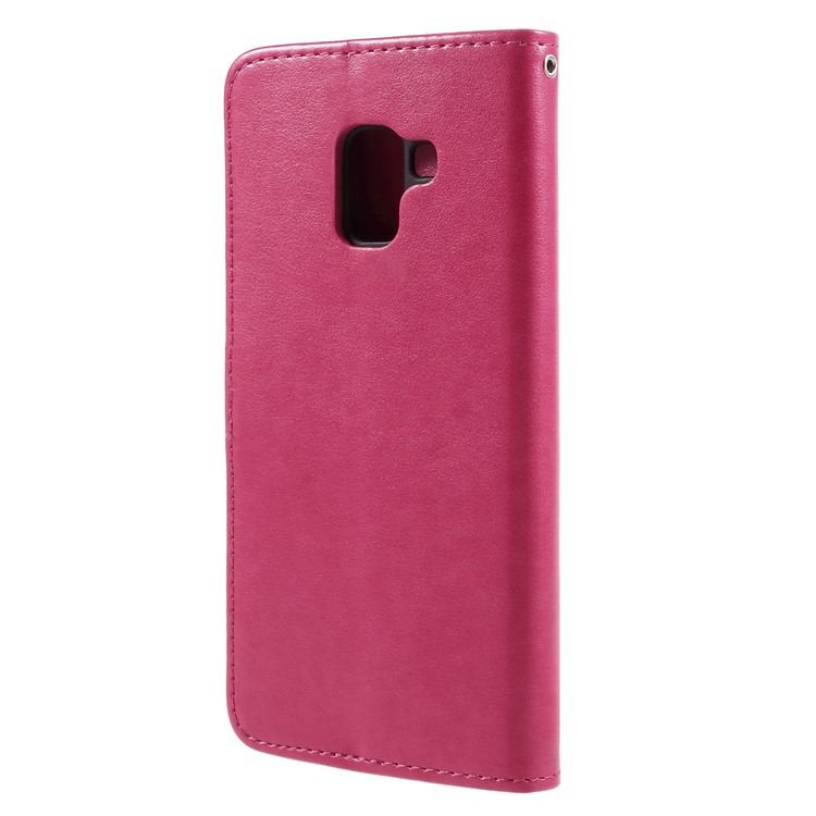 Imprint Butterfly Flower Leather Wallet Stand Phone Case for Samsung Galaxy A7 (2018) - Rose-2