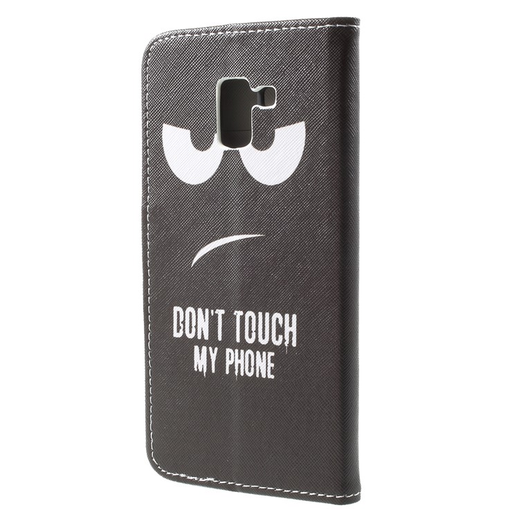 Cross Texture Patterned Leather Wallet Case with Stand for Samsung Galaxy A7 (2018) - Do Not Touch My Phone-2