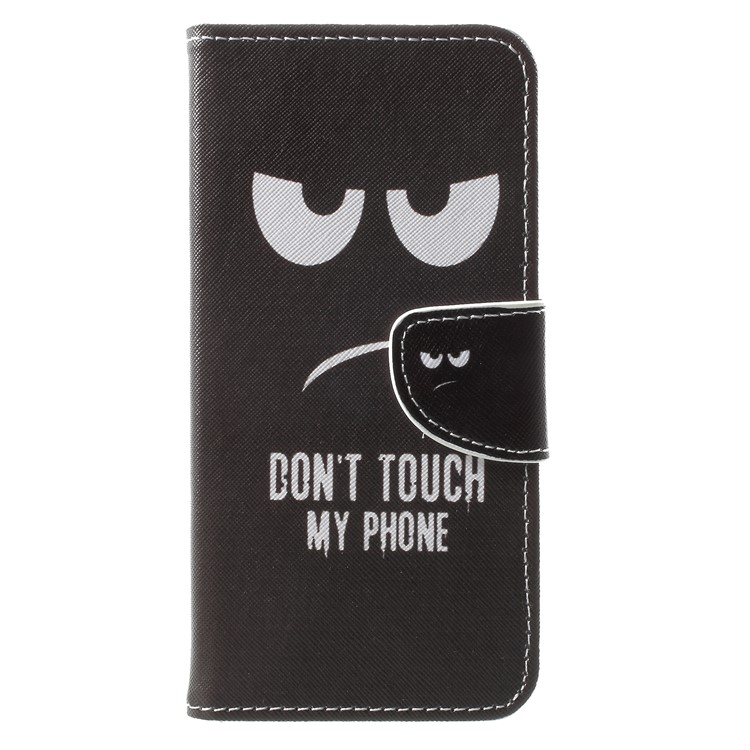 Cross Texture Patterned Leather Wallet Case with Stand for Samsung Galaxy A7 (2018) - Do Not Touch My Phone-3