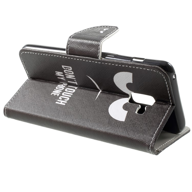 Cross Texture Patterned Leather Wallet Case with Stand for Samsung Galaxy A7 (2018) - Do Not Touch My Phone-4