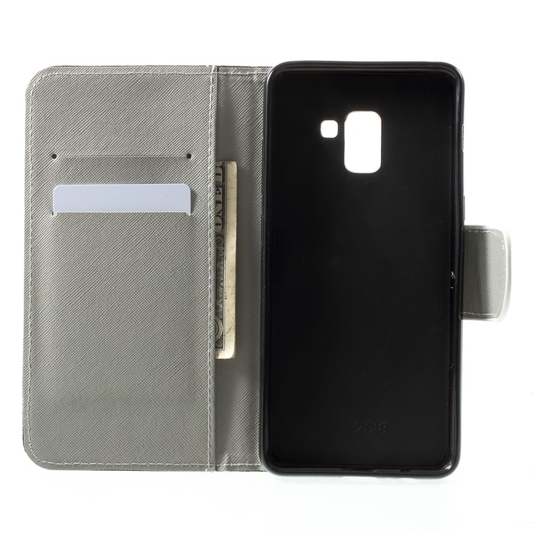 Cross Texture Patterned Leather Wallet Case with Stand for Samsung Galaxy A7 (2018) - Do Not Touch My Phone-5
