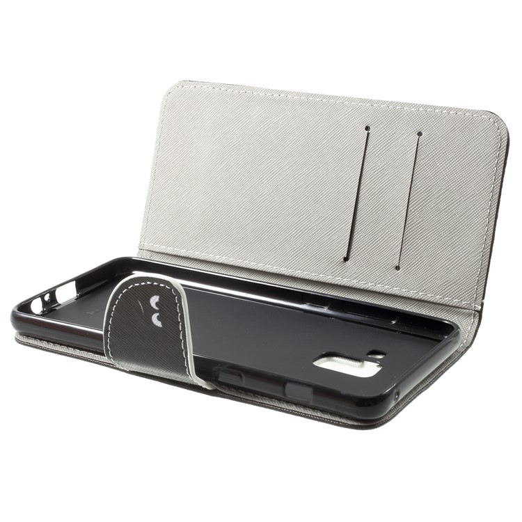 Cross Texture Patterned Leather Wallet Case with Stand for Samsung Galaxy A7 (2018) - Do Not Touch My Phone-6