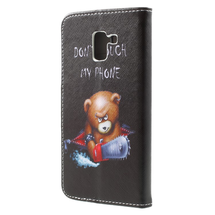 Cubierta Cruzada De La Cartera Del Cuero De La Textura Cruzada Para La Galaxia A8 Plus De Samsung (2018) - Oso Y Enojado Advertencia-2