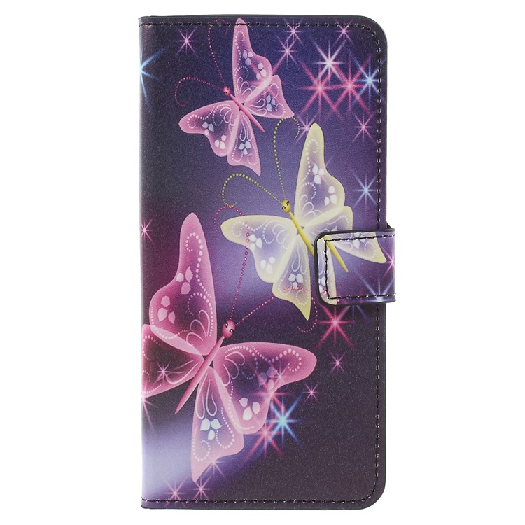 For Samsung Galaxy A7 (2018) Wallet PU Leather Stand Phone Accessory Casing - Purple Butterfly-3