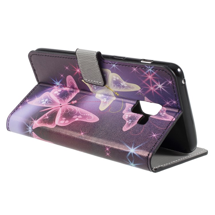 For Samsung Galaxy A7 (2018) Wallet PU Leather Stand Phone Accessory Casing - Purple Butterfly-5