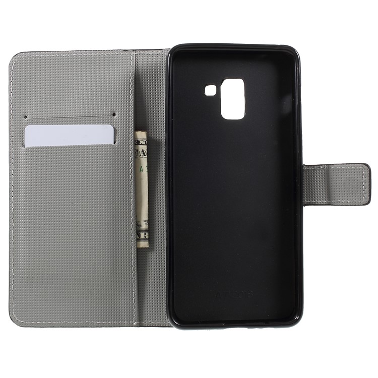 For Samsung Galaxy A7 (2018) Wallet PU Leather Stand Phone Accessory Casing - Purple Butterfly-6