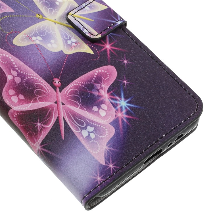 For Samsung Galaxy A7 (2018) Wallet PU Leather Stand Phone Accessory Casing - Purple Butterfly-7