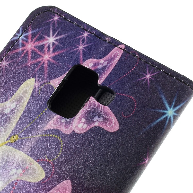 For Samsung Galaxy A7 (2018) Wallet PU Leather Stand Phone Accessory Casing - Purple Butterfly-8