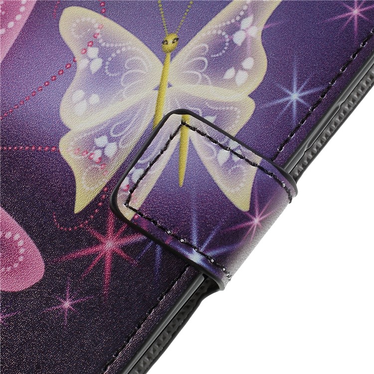 For Samsung Galaxy A7 (2018) Wallet PU Leather Stand Phone Accessory Casing - Purple Butterfly-9