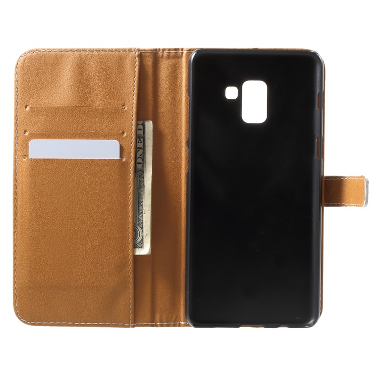 Pattern Printing Wallet Leather Stand Case for Samsung Galaxy A5 (2018) - Damask Flower-5