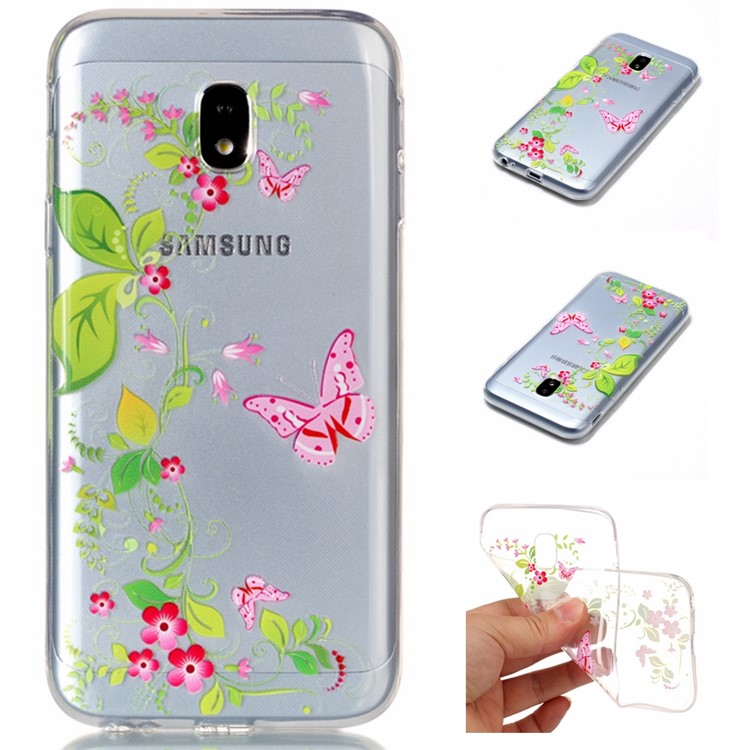 

Printing Pattern Soft TPU Mobile Accessory Casing for Samsung Galaxy J3 Pro (2017) / J3 (2017) EU Version - Flower and Butterfly