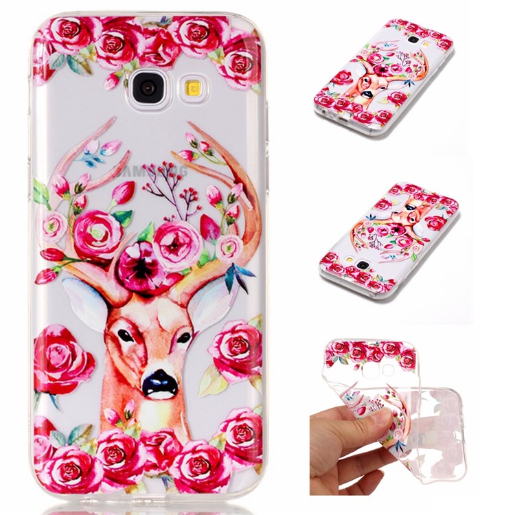 

Pattern Printing Soft TPU Mobile Cover Case for Samsung Galaxy A5 (2017) A520 - Deer with Flowers
