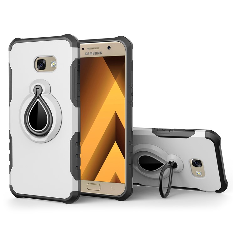 

360° Rotating Kickstand PC + TPU Hybrid Cover for Samsung Galaxy A3 (2017) (Built-in Metal Sheet) - White, Galaxy A3 (2017)