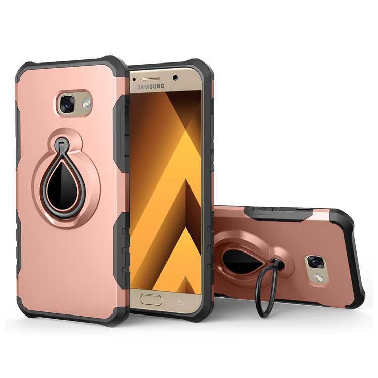 

360 ° Вращающийся Подставка PC + TPU Гибридный Задний Чехол Для Галактики Samsung A3 (2017) (встроенный Металлический Лист) - Розовое Золото, Galaxy A3 (2017)