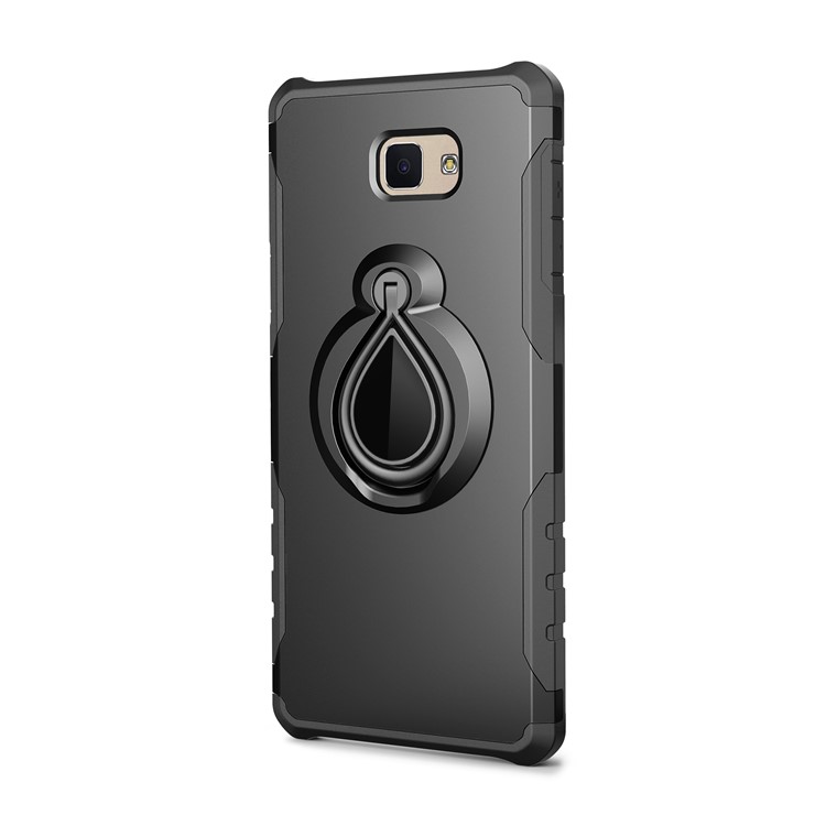PC TPU Hybrid Raindrop Ring Kickstand Back Case for Samsung Galaxy J5 Prime / On5 (2016) - Black-2