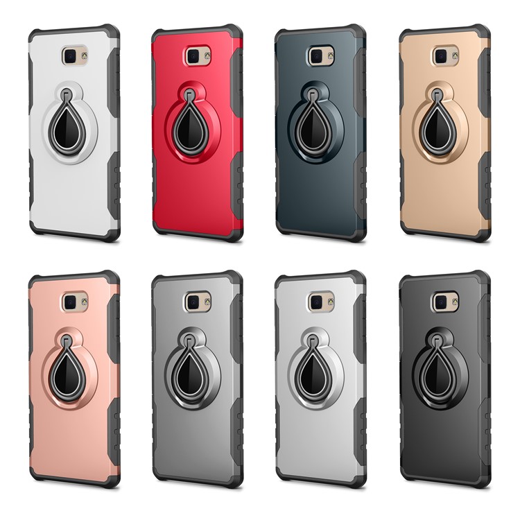 PC TPU Hybrid Raindrop Ring Kickstand Back Case for Samsung Galaxy J5 Prime / On5 (2016) - Black-4