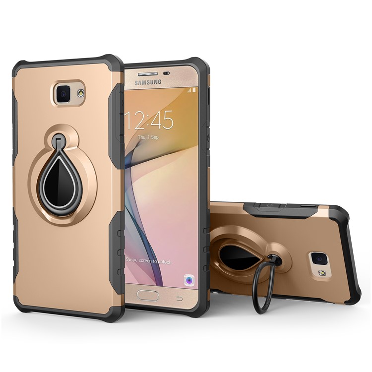 

360° Вращающийся Raindrop Kickstand PC + ТПУ Мобильный Чехол Для Samsung Galaxy J7 Премьер/On7(2016) - Золото, Galaxy J7 Prime (2016)