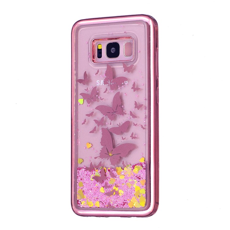 Dynamic Glitter Powder Quicksand Plated TPU Casing for Samsung Galaxy S8 G950 - Butterflies-2