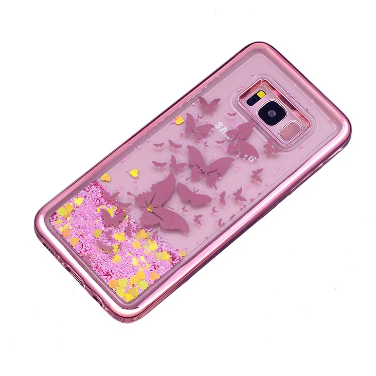 Dynamic Glitter Powder Quicksand Plated TPU Casing for Samsung Galaxy S8 G950 - Butterflies-3