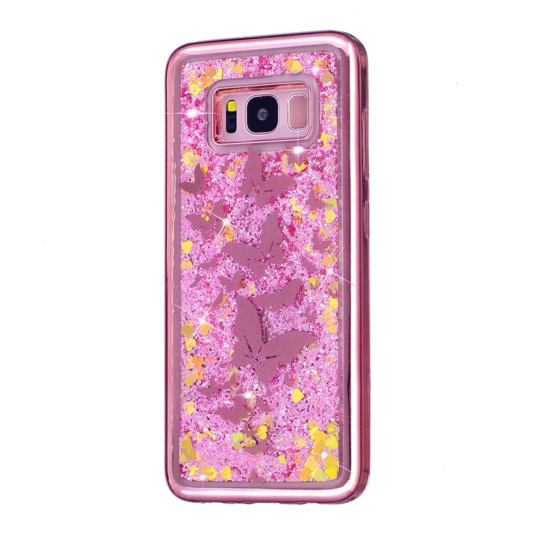 Dynamic Glitter Powder Quicksand Plated TPU Casing for Samsung Galaxy S8 G950 - Butterflies-4