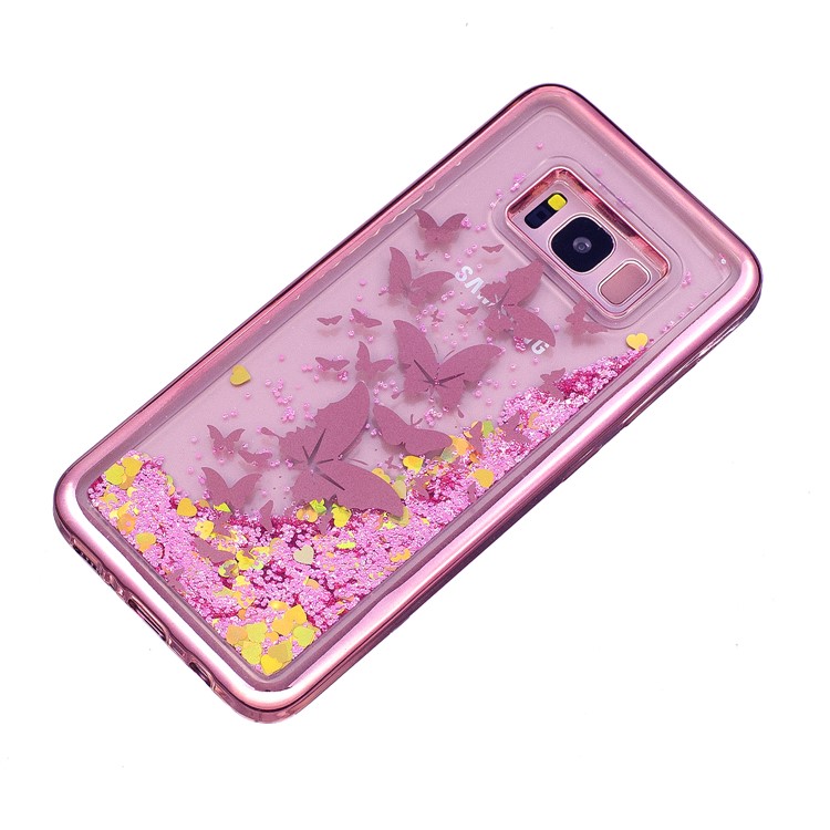 Dynamic Glitter Powder Quicksand Plated TPU Casing for Samsung Galaxy S8 G950 - Butterflies-5