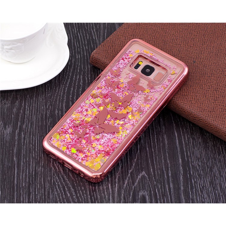 Dynamic Glitter Powder Quicksand Plated TPU Casing for Samsung Galaxy S8 G950 - Butterflies-6