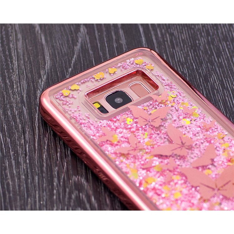 Dynamic Glitter Powder Quicksand Plated TPU Casing for Samsung Galaxy S8 G950 - Butterflies-8