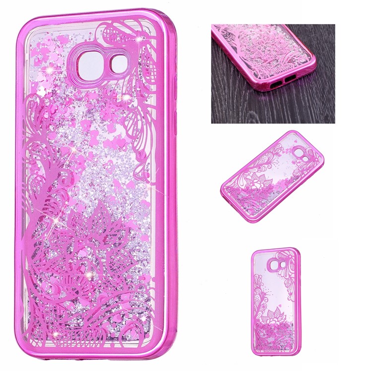

Floating Glitter Powder Quicksand Electroplated TPU Mobile Cover for Samsung Galaxy A5 (2017) SM-A520 - Pretty Flowers