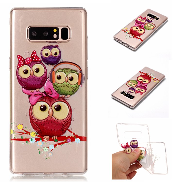 Pattern Printing Soft TPU Case for Samsung Galaxy Note 8 SM-N950 - Colorized Owls-1