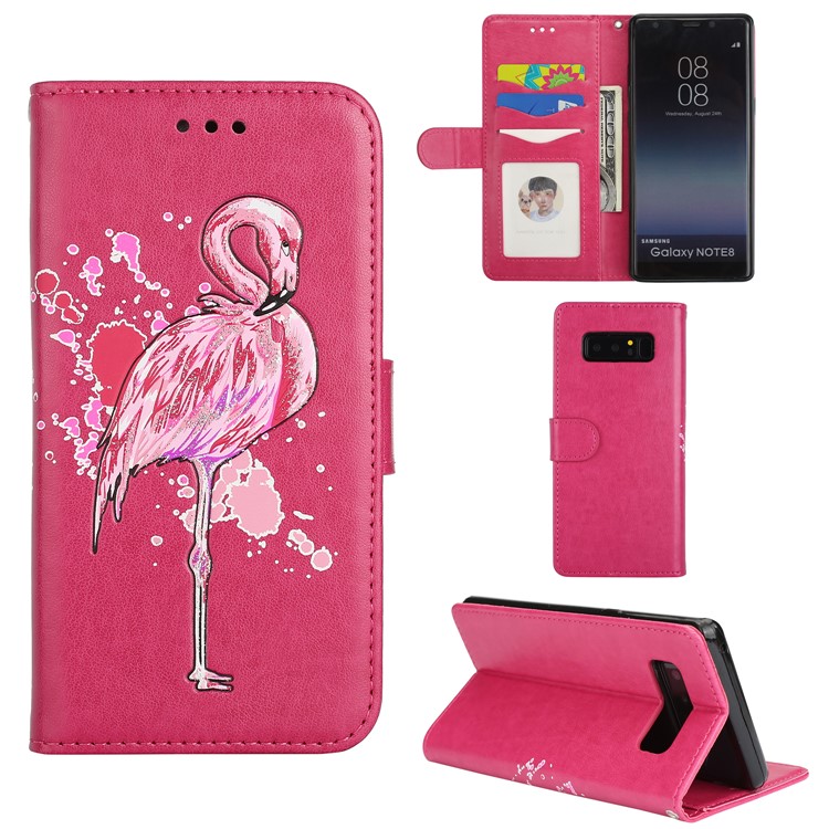 

Flamingos Flash Powder Wallet Flip Leather Cover for Samsung Galaxy Note 8 N950 - Rose