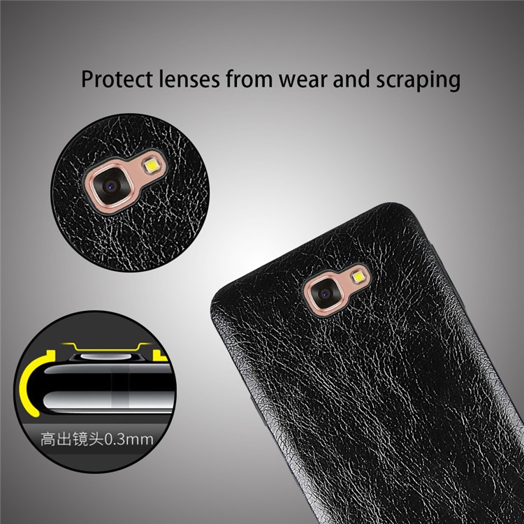 For Samsung Galaxy J7 Prime/On Nxt Retro Style PU Leather Coated PC Hard Case - Black-3