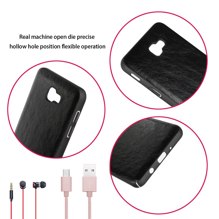 For Samsung Galaxy J7 Prime/On Nxt Retro Style PU Leather Coated PC Hard Case - Black-4