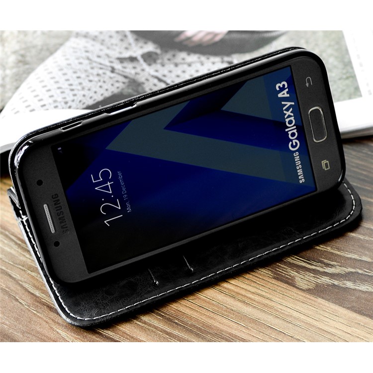 Peace Dove Series PU Leather Wallet Stand Phone Case for Samsung Galaxy A3 (2017) - Black-6