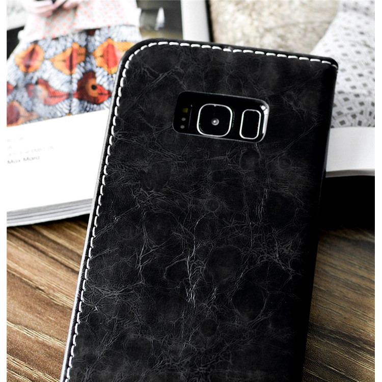 Peace Dove Series Wallet Stand Leather Case for Samsung Galaxy S8 Plus G955 - Black-2