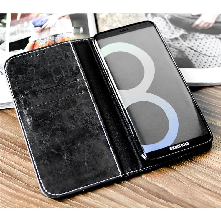 Peace Dove Series Wallet Stand Leather Case for Samsung Galaxy S8 Plus G955 - Black-5