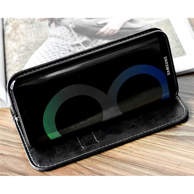 Peace Dove Series Wallet Stand Leather Case for Samsung Galaxy S8 Plus G955 - Black-6