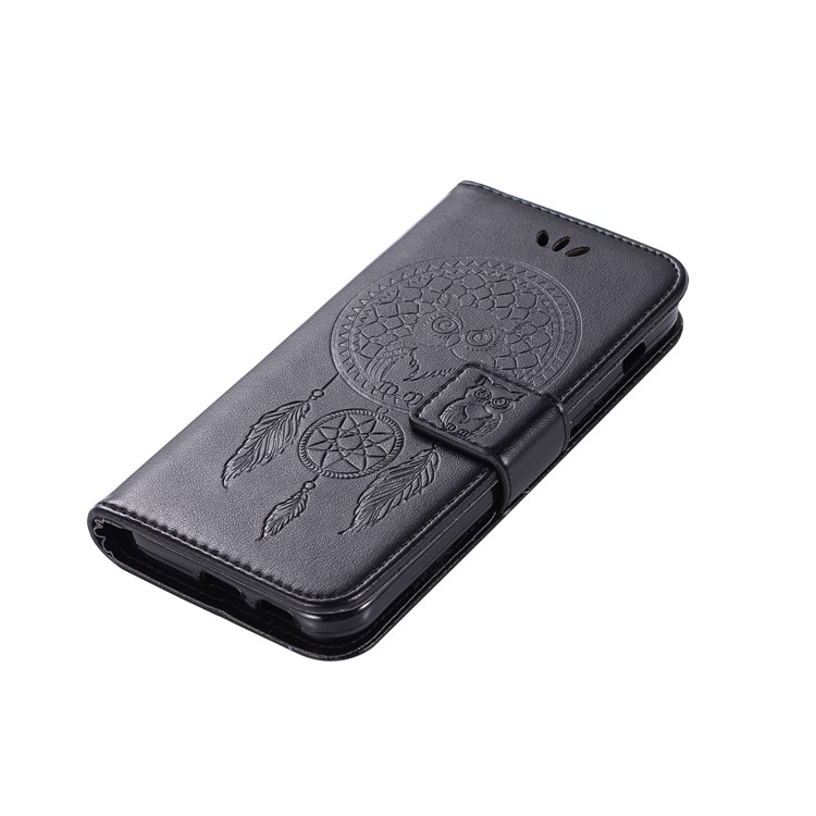 Imprint Dream Catcher Owl Leather Wallet Case with Lanyard for Samsung Galaxy A3 (2017) - Black-7
