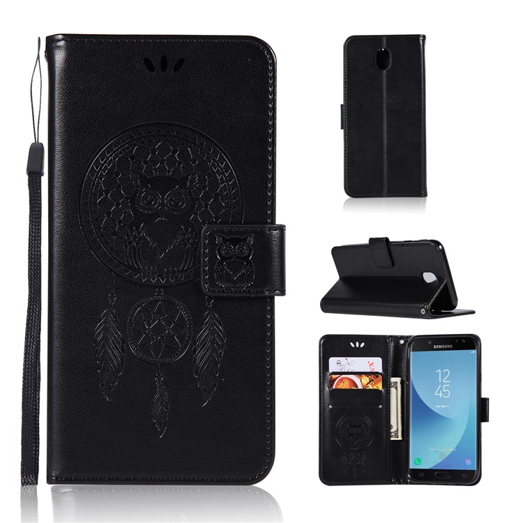 

Imprint Tree Owl Magnetic Wallet PU Leather Stand Cover for Samsung Galaxy J7 (2017) EU Version / J7 Pro (2017) - Black