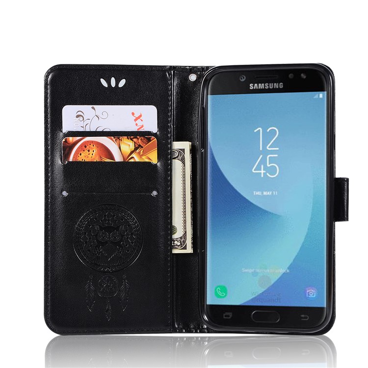 Imprint Tree Owl Magnetic Wallet PU Leather Stand Cover for Samsung Galaxy J7 (2017) EU Version / J7 Pro (2017) - Black-4