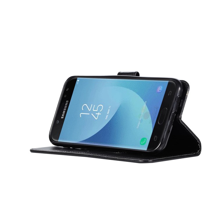 Imprint Tree Owl Magnetic Wallet PU Leather Stand Cover for Samsung Galaxy J7 (2017) EU Version / J7 Pro (2017) - Black-5